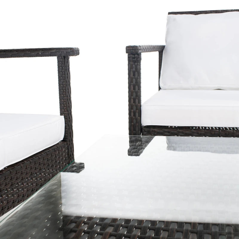SAFAVIEH Alie Ensemble de salon 4 pièces en osier d'extérieur - 51 l x 30 P x 30 H