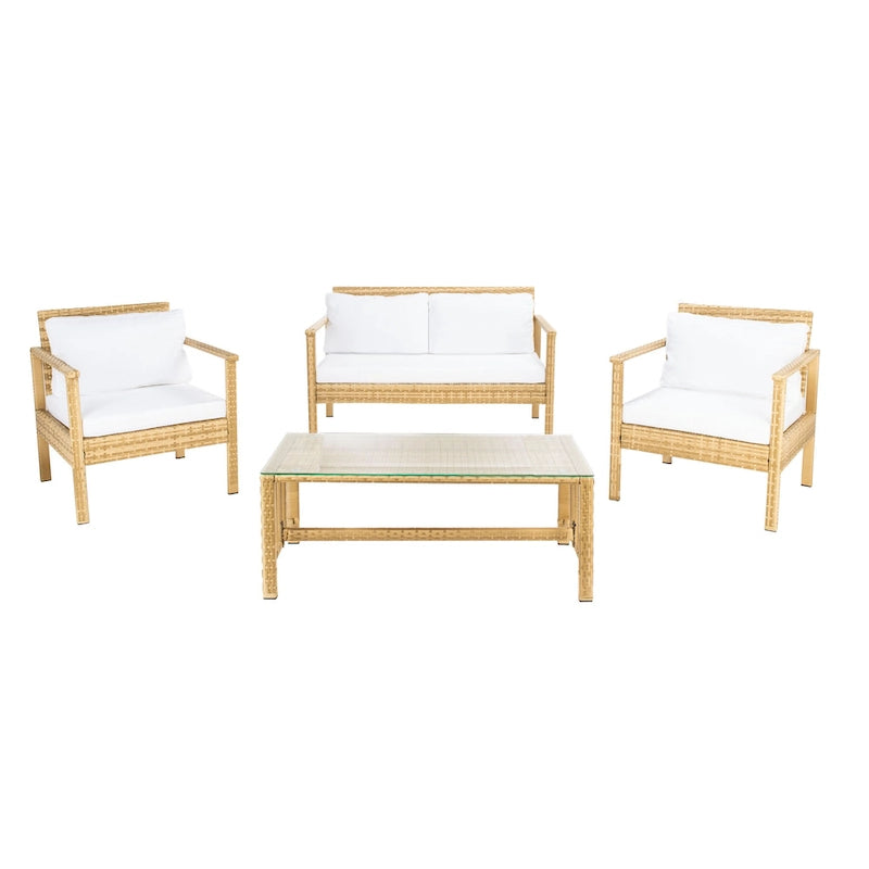 SAFAVIEH Alie Ensemble de salon 4 pièces en osier d'extérieur - 51 l x 30 P x 30 H
