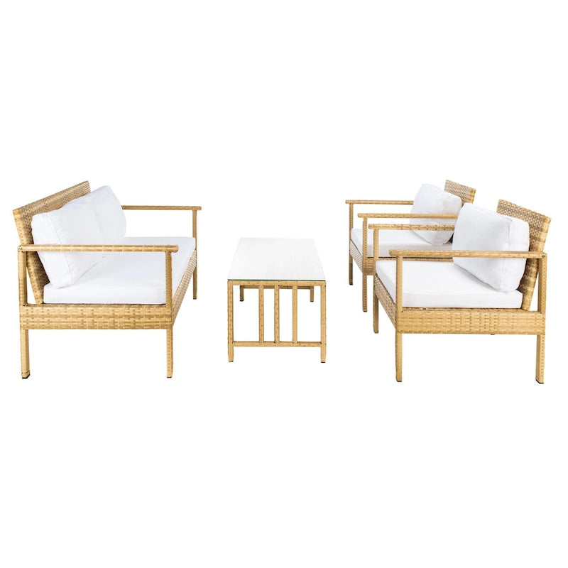 SAFAVIEH Alie Ensemble de salon 4 pièces en osier d'extérieur - 51 l x 30 P x 30 H