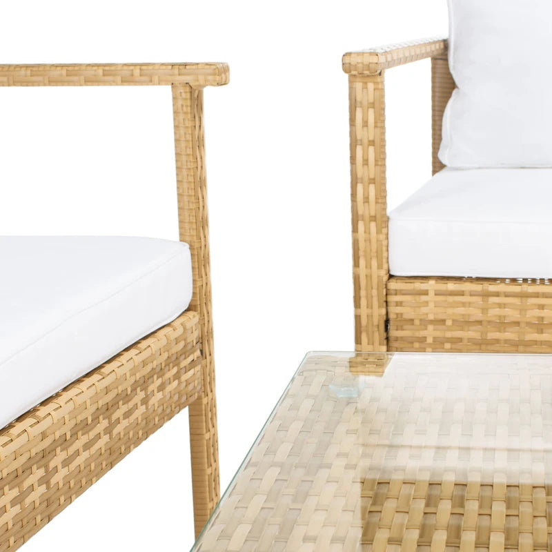 SAFAVIEH Alie Ensemble de salon 4 pièces en osier d'extérieur - 51 l x 30 P x 30 H