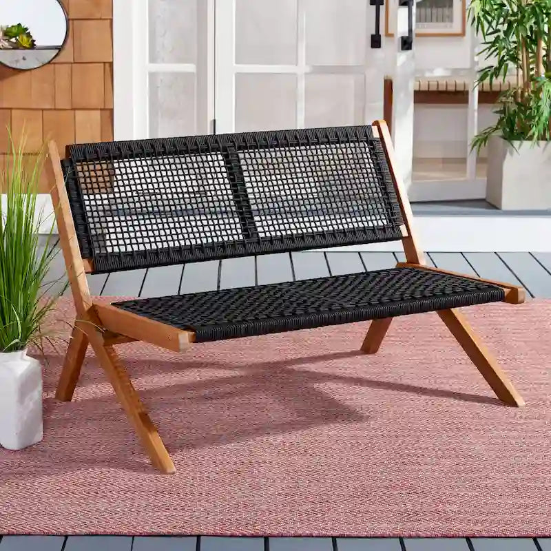Banc pliant d'extérieur en bois massif SAFAVIEH Cimen - 45Wx30Dx30H