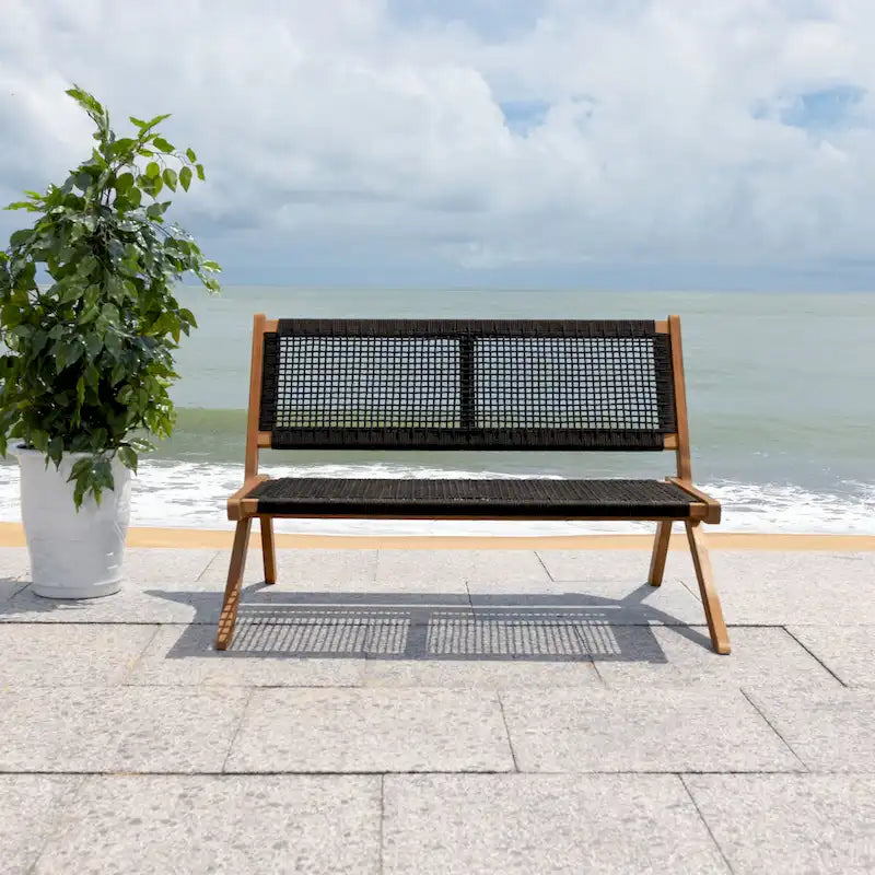 Banc pliant d'extérieur en bois massif SAFAVIEH Cimen - 45Wx30Dx30H