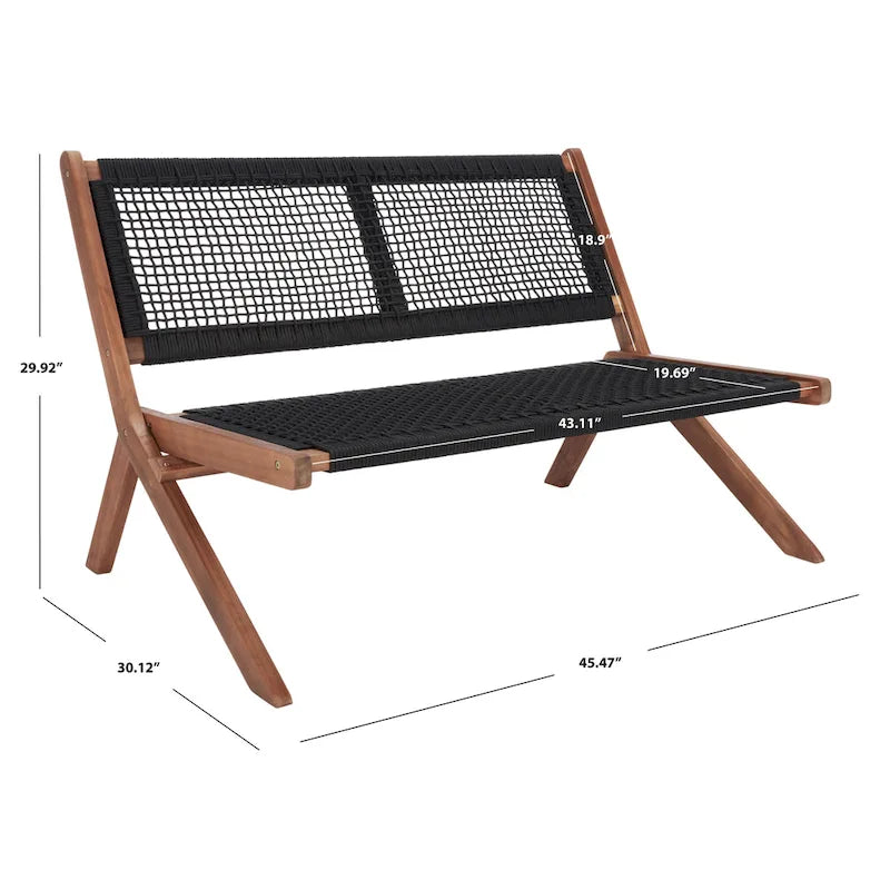 Banc pliant d'extérieur en bois massif SAFAVIEH Cimen - 45Wx30Dx30H