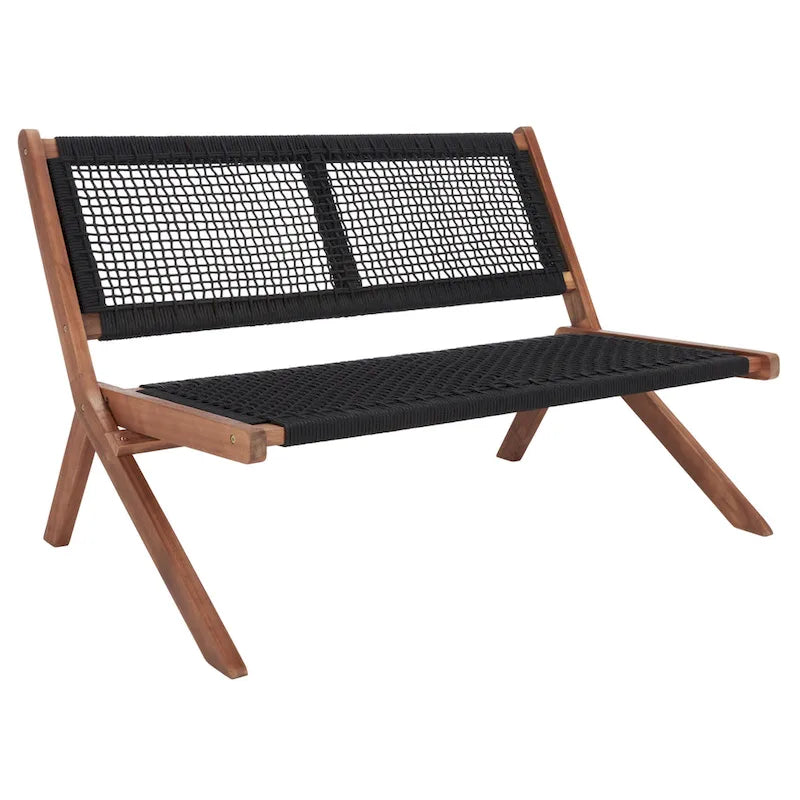 Banc pliant d'extérieur en bois massif SAFAVIEH Cimen - 45Wx30Dx30H
