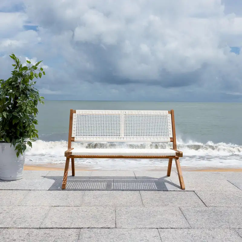 Banc pliant d'extérieur en bois massif SAFAVIEH Cimen - 45Wx30Dx30H