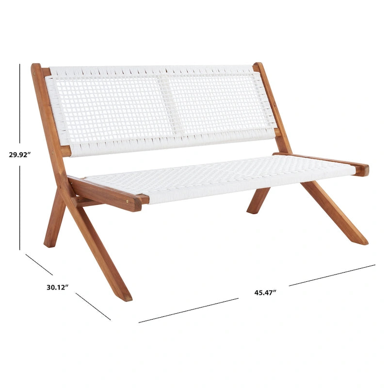 Banc pliant d'extérieur en bois massif SAFAVIEH Cimen - 45Wx30Dx30H