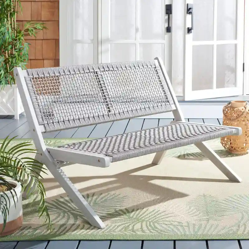 Banc pliant d'extérieur en bois massif SAFAVIEH Cimen - 45Wx30Dx30H