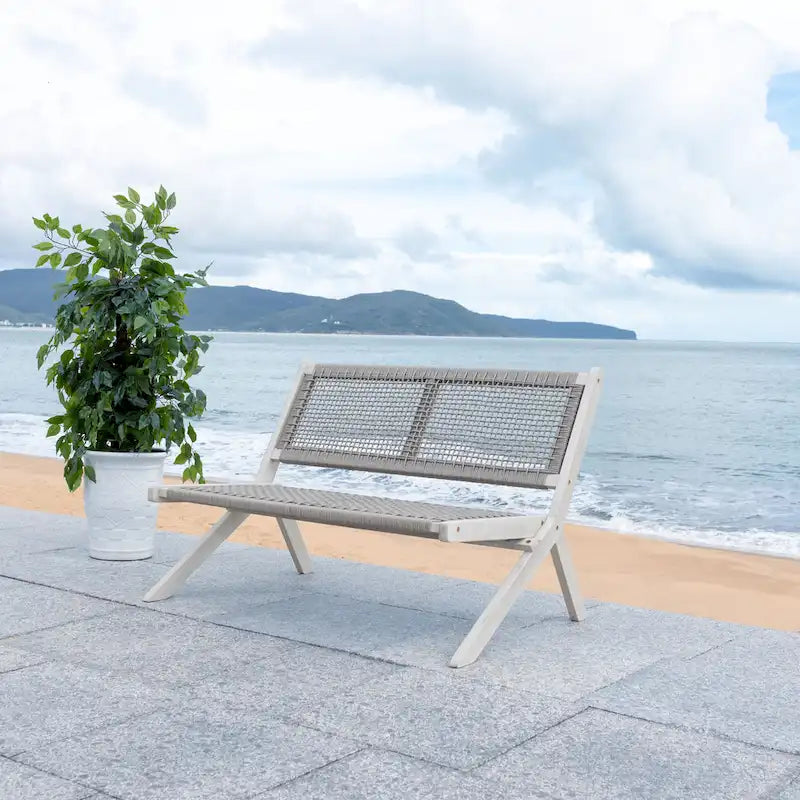 Banc pliant d'extérieur en bois massif SAFAVIEH Cimen - 45Wx30Dx30H