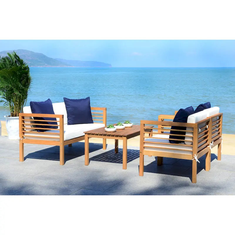 SAFAVIEH Ensemble de 4 pièces Yoselin d'extérieur avec coussin décoratif – 51 la. x 26 prof. x 26 h (po)