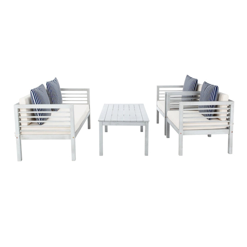 SAFAVIEH Ensemble de 4 pièces Yoselin d'extérieur avec coussin décoratif – 51 la. x 26 prof. x 26 h (po)