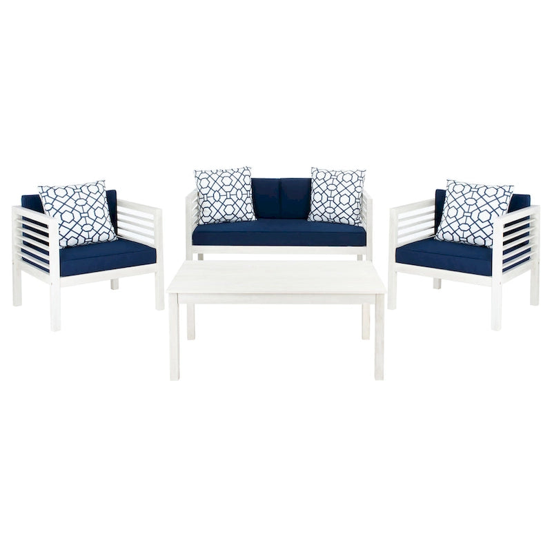 SAFAVIEH Ensemble de 4 pièces Yoselin d'extérieur avec coussin décoratif – 51 la. x 26 prof. x 26 h (po)