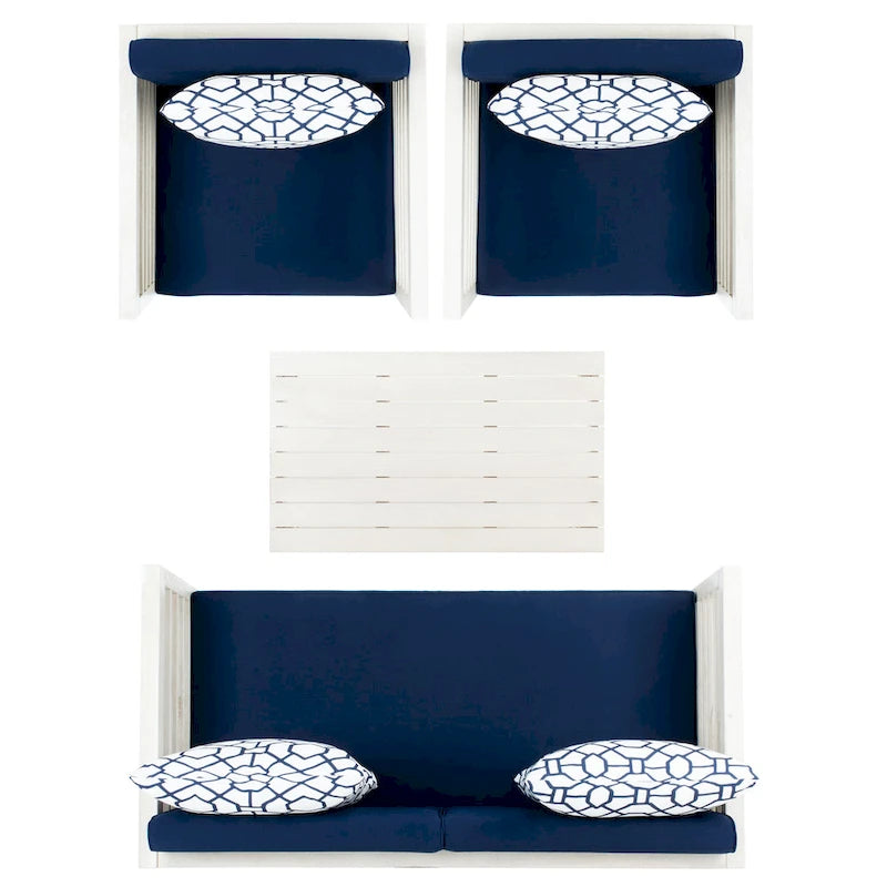 SAFAVIEH Ensemble de 4 pièces Yoselin d'extérieur avec coussin décoratif – 51 la. x 26 prof. x 26 h (po)