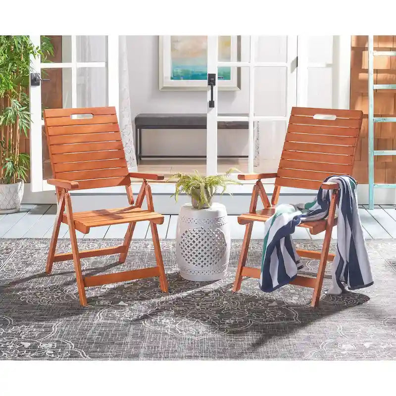 SAFAVIEH Chaise pliante d'extérieur Ottolien (lot de 2) - 29L x 42P x 22H