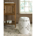 Tabouret de jardin décoratif en céramique Gudrun blanc antique de Safavieh