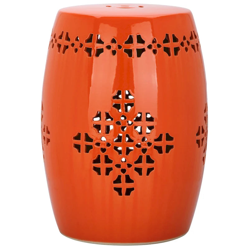 Tabouret de jardin décoratif en céramique Gudrun blanc antique de Safavieh