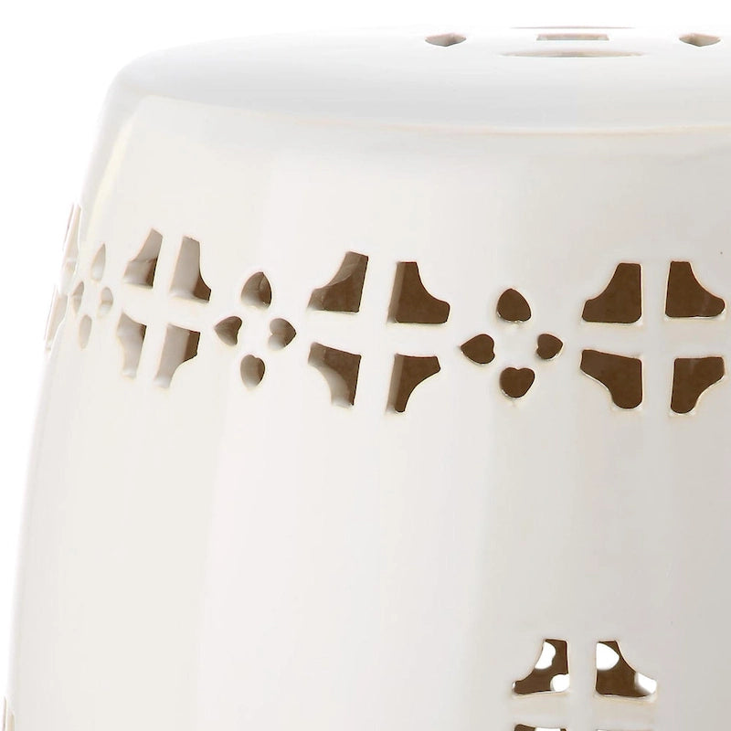Tabouret de jardin décoratif en céramique Gudrun blanc antique de Safavieh