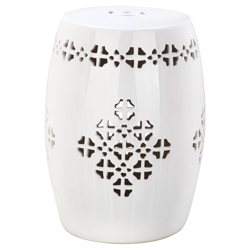 Tabouret de jardin décoratif en céramique Gudrun blanc antique de Safavieh