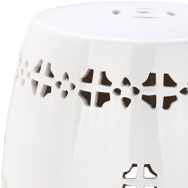 Tabouret de jardin décoratif en céramique Gudrun blanc antique de Safavieh
