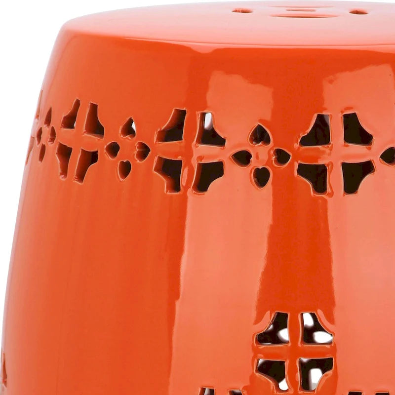 Tabouret de jardin décoratif en céramique Gudrun blanc antique de Safavieh