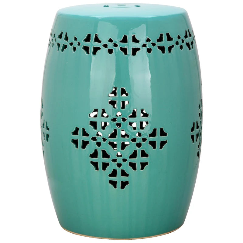Tabouret de jardin décoratif en céramique Gudrun blanc antique de Safavieh