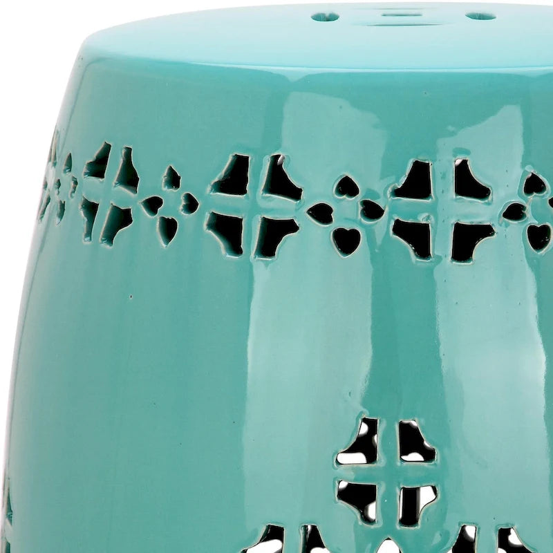 Tabouret de jardin décoratif en céramique Gudrun blanc antique de Safavieh