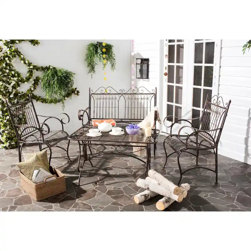 Ensemble de patio 4 pièces en fer forgé victorien Jalyn de SAFAVIEH
