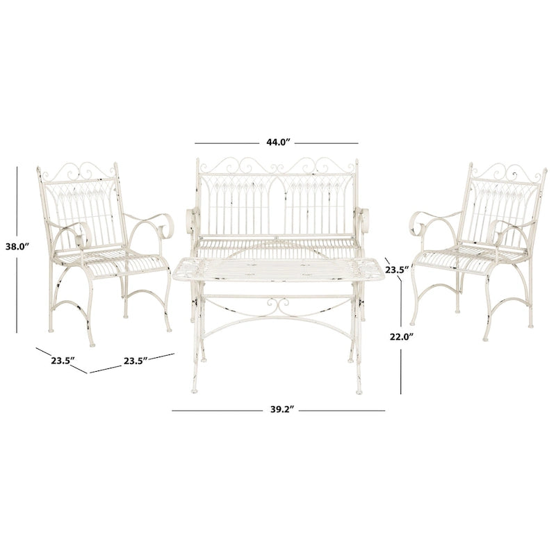 Ensemble de patio 4 pièces en fer forgé victorien Jalyn de SAFAVIEH