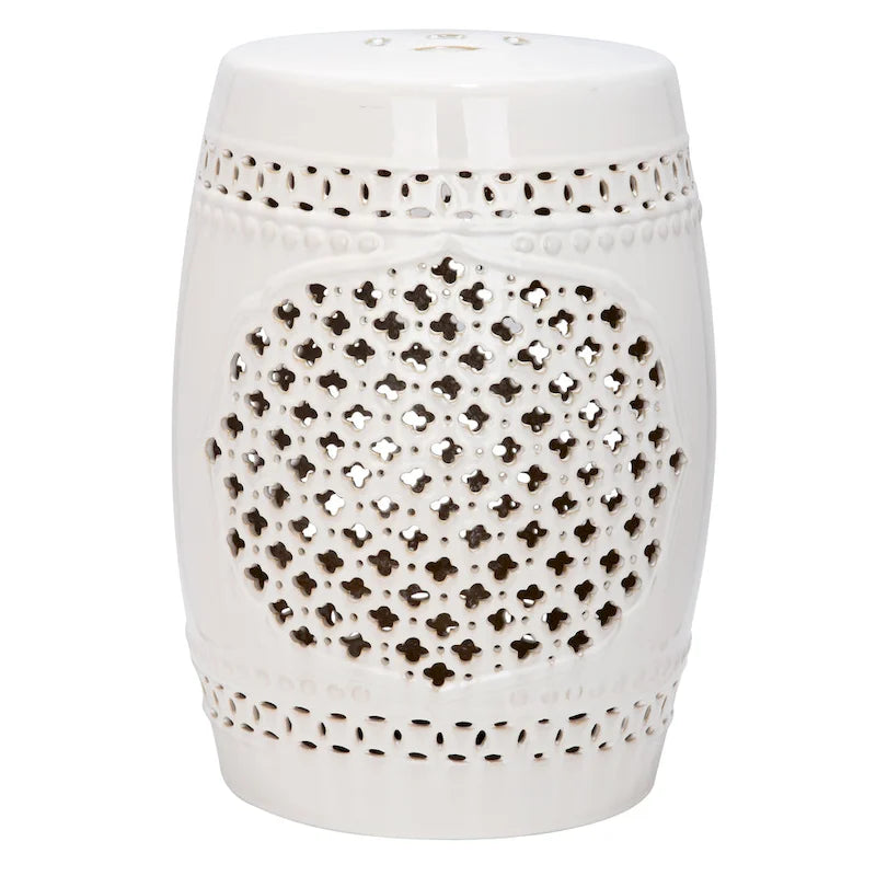 SAFAVIEH Paradise Annetrud Gardens Tabouret de jardin décoratif en céramique blanche