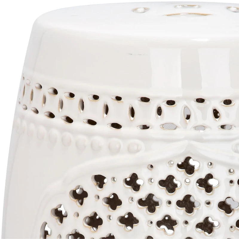 SAFAVIEH Paradise Annetrud Gardens Tabouret de jardin décoratif en céramique blanche