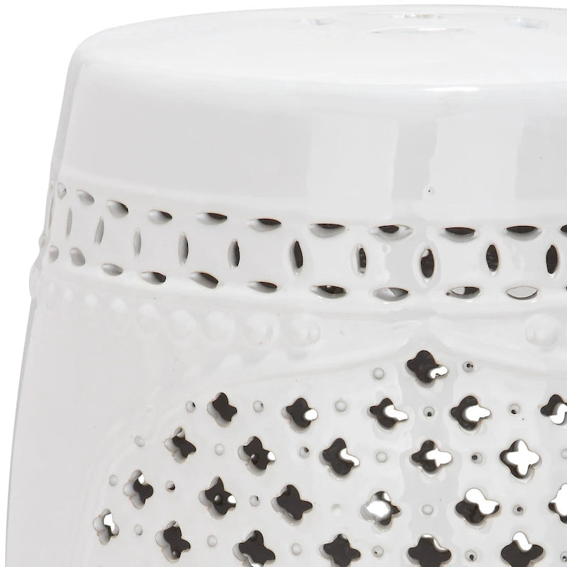 SAFAVIEH Paradise Annetrud Gardens Tabouret de jardin décoratif en céramique blanche