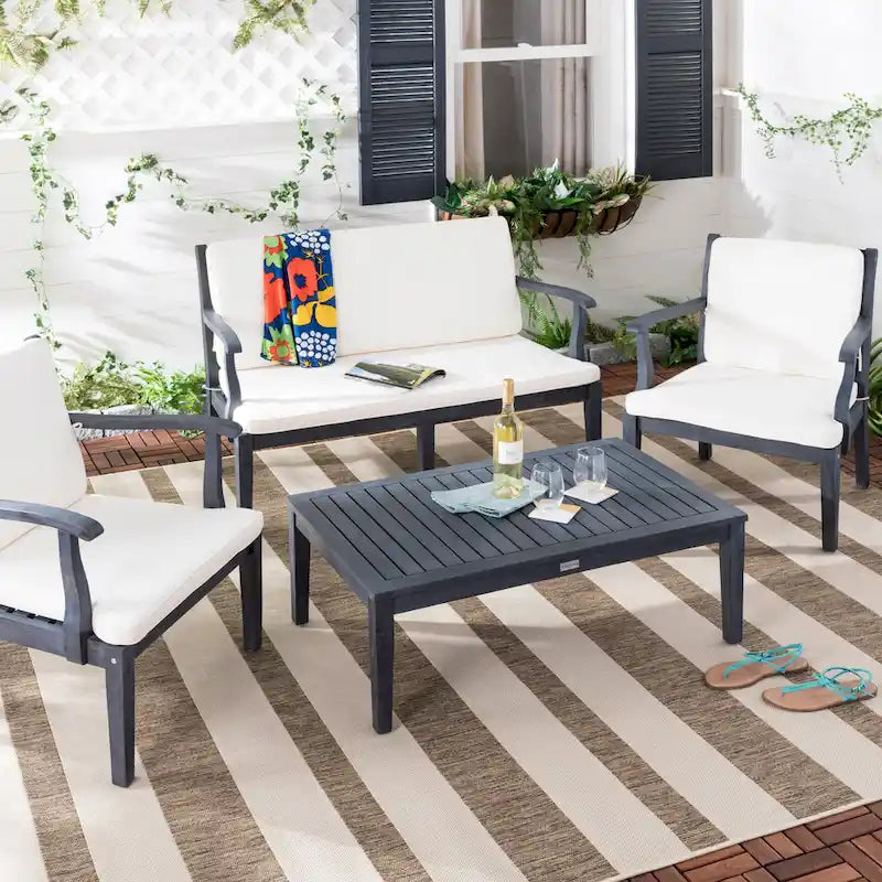 SAFAVIEH Arely Ensemble de patio 4 pièces en bois d'acacia - 48 L x 32 P x 25 H