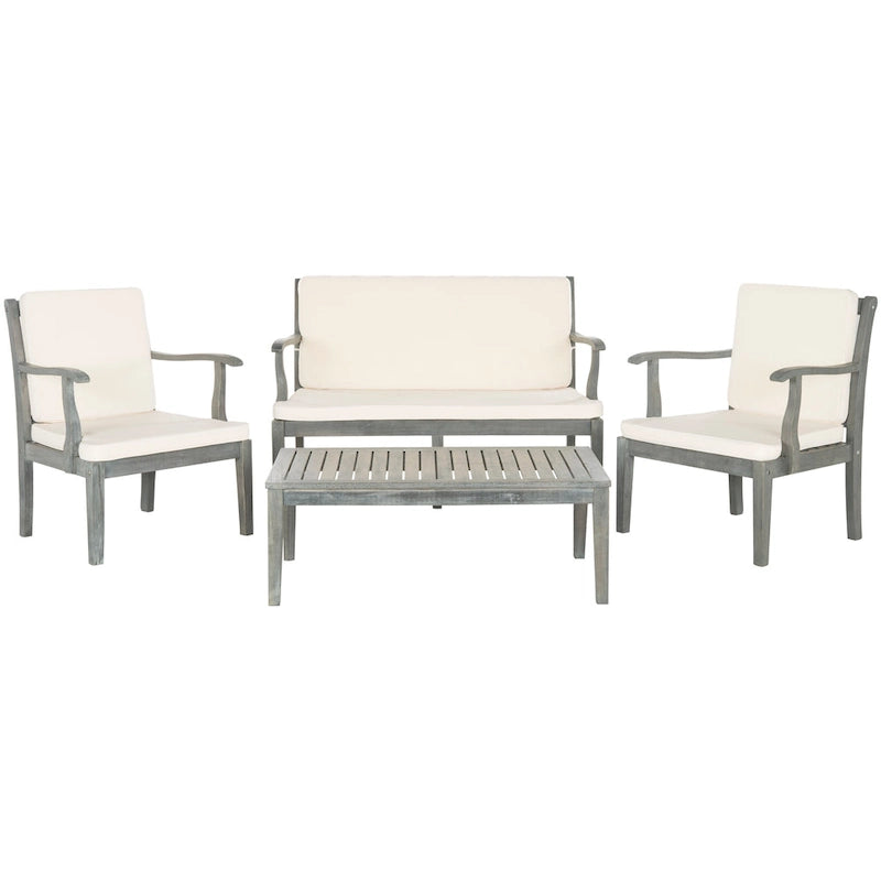 SAFAVIEH Arely Ensemble de patio 4 pièces en bois d'acacia - 48 L x 32 P x 25 H