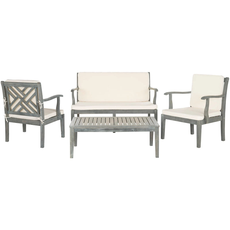 SAFAVIEH Arely Ensemble de patio 4 pièces en bois d'acacia - 48 L x 32 P x 25 H