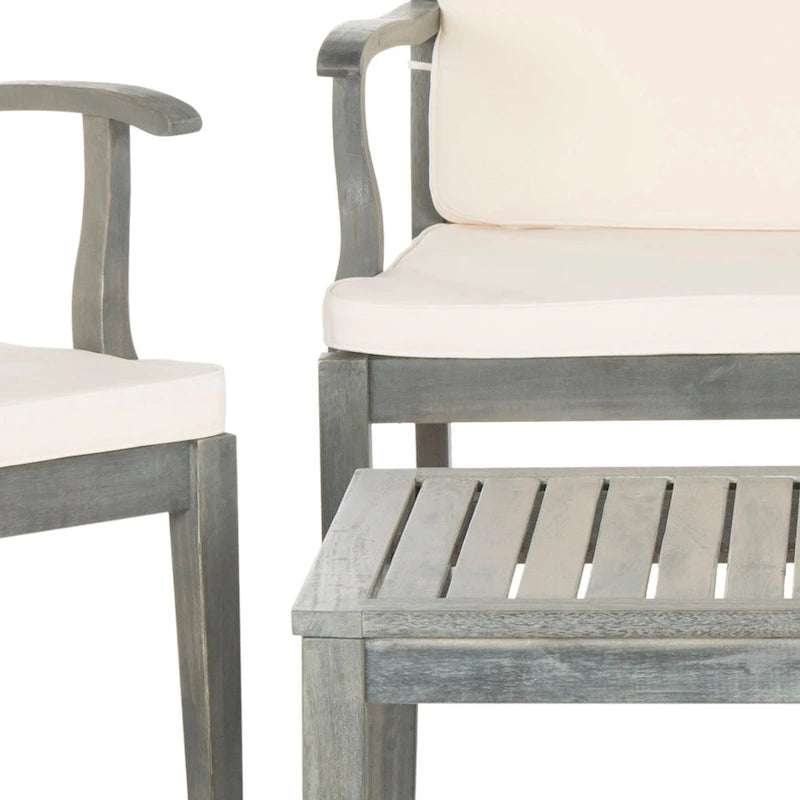 SAFAVIEH Arely Ensemble de patio 4 pièces en bois d'acacia - 48 L x 32 P x 25 H