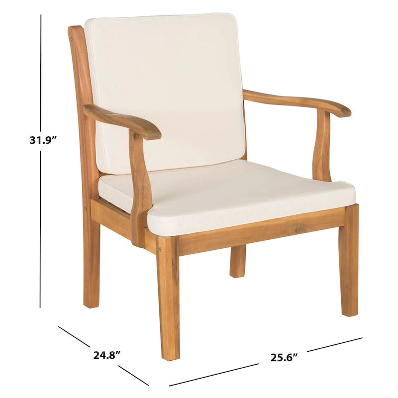 SAFAVIEH Arely Ensemble de patio 4 pièces en bois d'acacia - 48 L x 32 P x 25 H