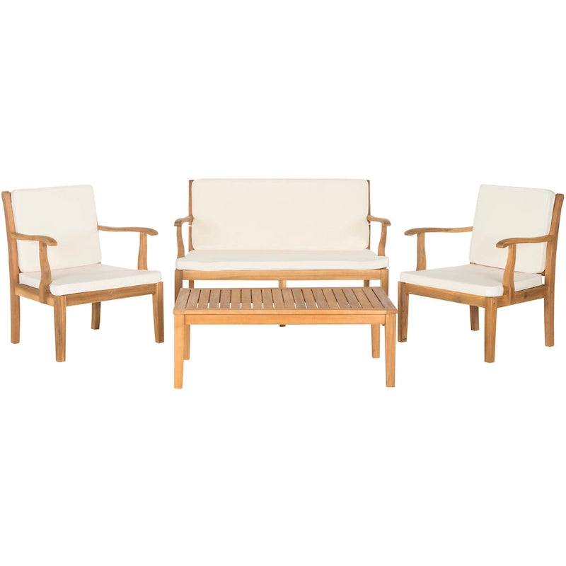 SAFAVIEH Arely Ensemble de patio 4 pièces en bois d'acacia - 48 L x 32 P x 25 H