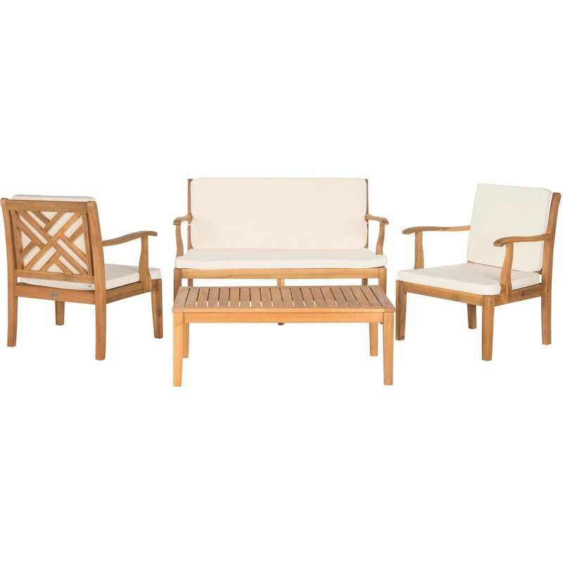 SAFAVIEH Arely Ensemble de patio 4 pièces en bois d'acacia - 48 L x 32 P x 25 H
