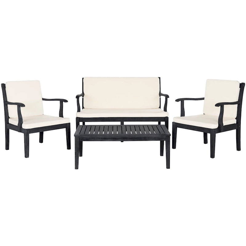 SAFAVIEH Arely Ensemble de patio 4 pièces en bois d'acacia - 48 L x 32 P x 25 H