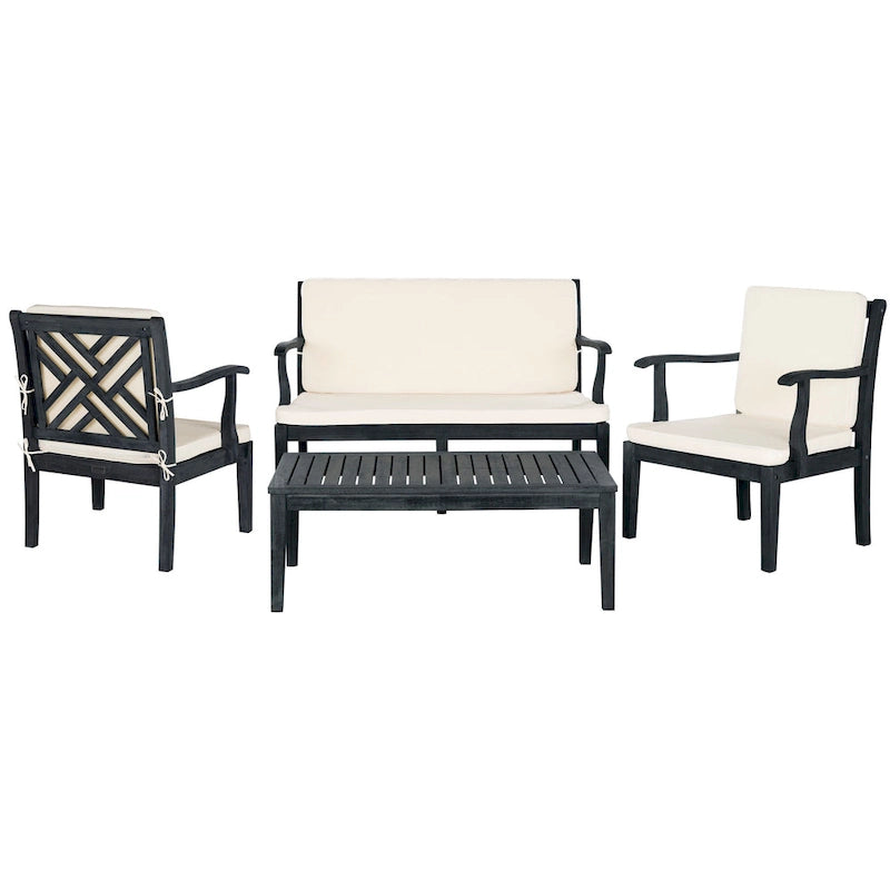 SAFAVIEH Arely Ensemble de patio 4 pièces en bois d'acacia - 48 L x 32 P x 25 H