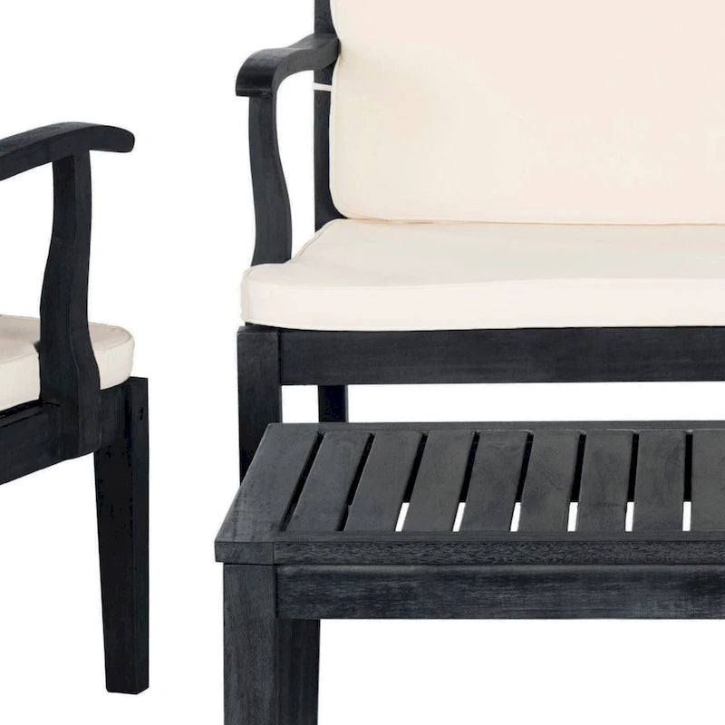 SAFAVIEH Arely Ensemble de patio 4 pièces en bois d'acacia - 48 L x 32 P x 25 H