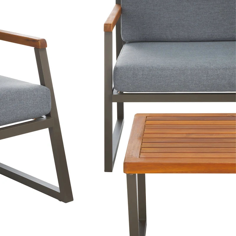 SAFAVIEH Ulviyya Ensemble de conversation d'extérieur 4 pièces pour patio - 48Wx27Dx28H