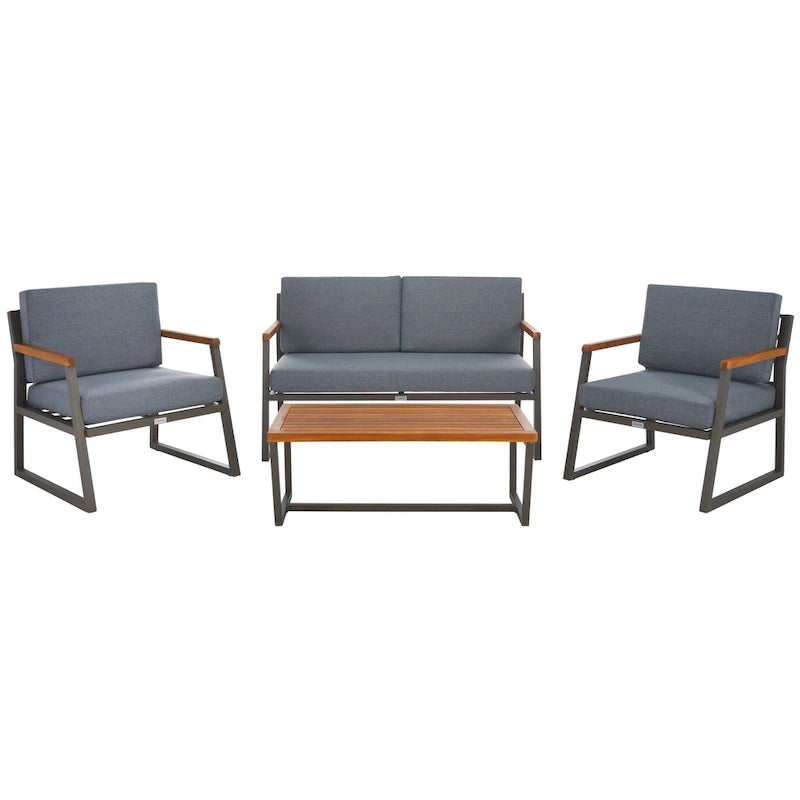 SAFAVIEH Ulviyya Ensemble de conversation d'extérieur 4 pièces pour patio - 48Wx27Dx28H