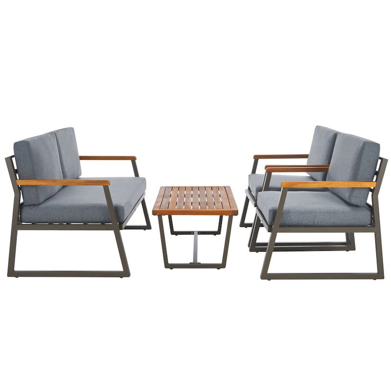 SAFAVIEH Ulviyya Ensemble de conversation d'extérieur 4 pièces pour patio - 48Wx27Dx28H