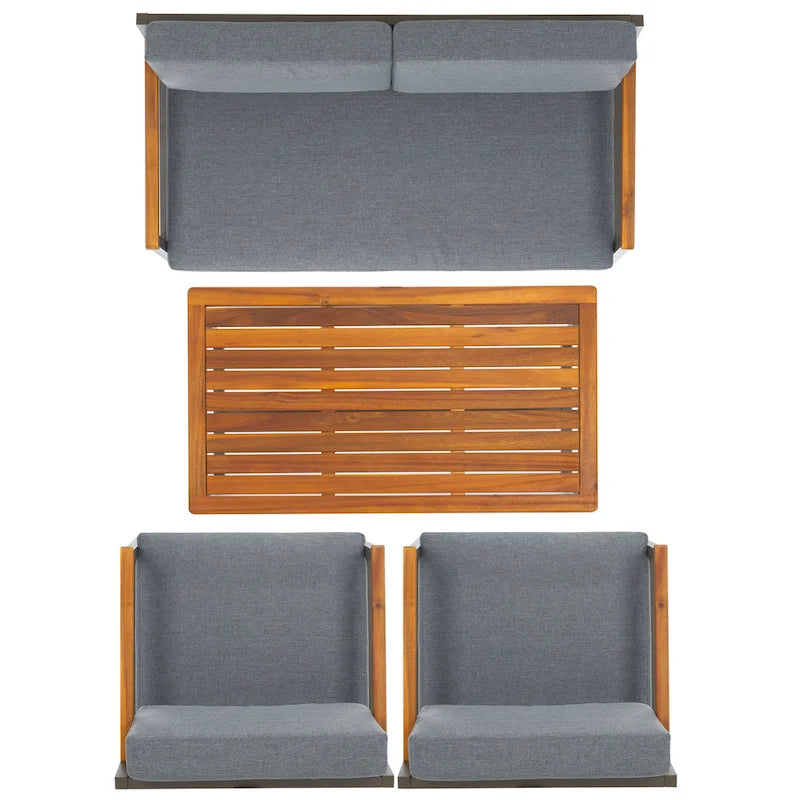 SAFAVIEH Ulviyya Ensemble de conversation d'extérieur 4 pièces pour patio - 48Wx27Dx28H