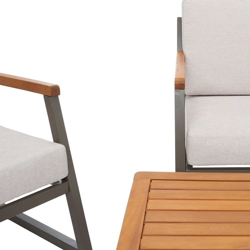 SAFAVIEH Ulviyya Ensemble de conversation d'extérieur 4 pièces pour patio - 48Wx27Dx28H