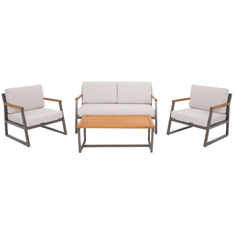 SAFAVIEH Ulviyya Ensemble de conversation d'extérieur 4 pièces pour patio - 48Wx27Dx28H
