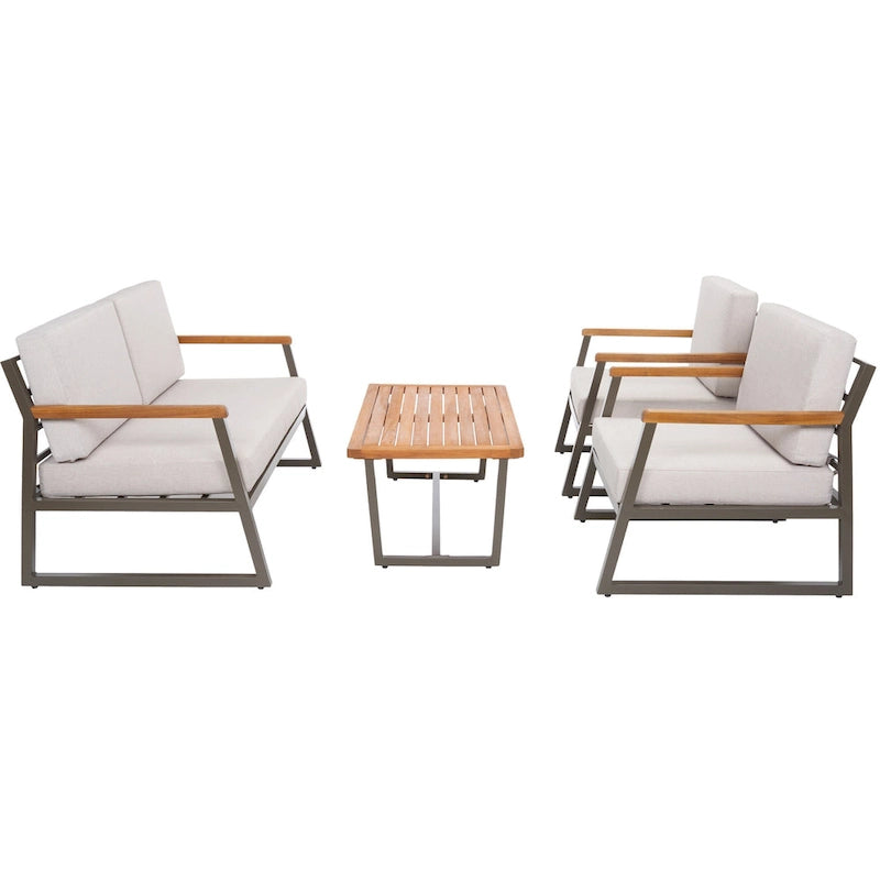 SAFAVIEH Ulviyya Ensemble de conversation d'extérieur 4 pièces pour patio - 48Wx27Dx28H