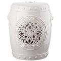 SAFAVIEH Irsila Tabouret de jardin décoratif en céramique blanche motif fleur