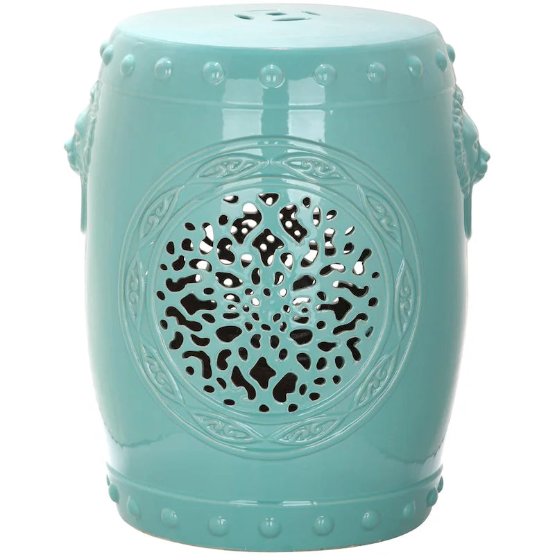 SAFAVIEH Irsila Tabouret de jardin décoratif en céramique blanche motif fleur