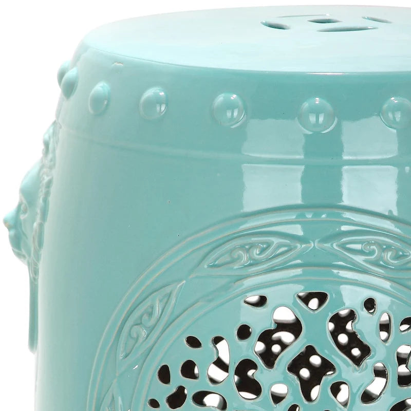 SAFAVIEH Irsila Tabouret de jardin décoratif en céramique blanche motif fleur